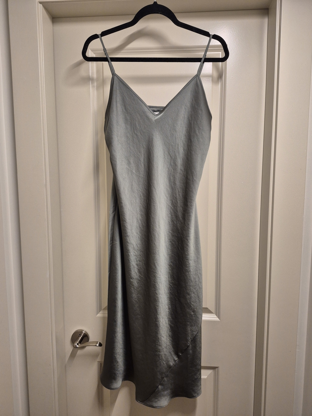 Aritzia Satin Slip Midi Dress - Light Gray